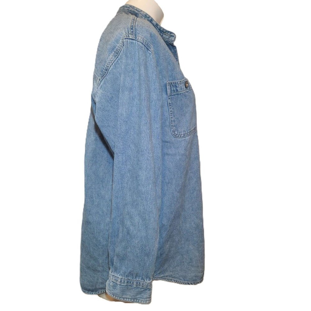 ❤️ 4/$20 Standard Blues jean button-up top Women's large Y2K Cotton Pockets - Picture 7 of 15